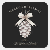 Custom Creme weiß pineca Weihnachtsgeschenk Quadratischer Aufkleber (Vorderseite)