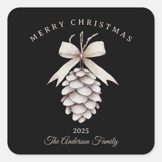 Custom Creme weiß pineca Weihnachtsgeschenk Quadratischer Aufkleber (Vorderseite)
