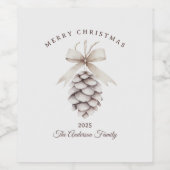 Custom Creme weiß pineca Weihnachtsgeschenk Weinetikett (Einzelnes Label)