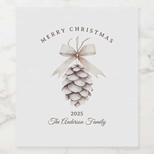 Custom Creme weiß pineca Weihnachtsgeschenk Weinetikett (Einzelnes Label)