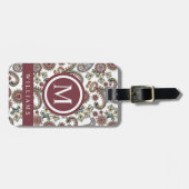Custom Creme White Maroon Paisley Muster Gepäckanhänger (Vorderseite horizontal)