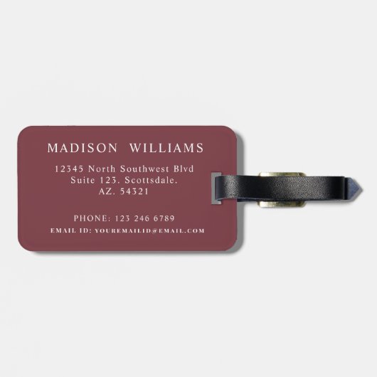 Custom Creme White Maroon Paisley Muster Gepäckanhänger (Rückseite horizontal)