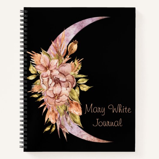 Custom Crescent Moon und Blume Journal Notizblock (Vorderseite)