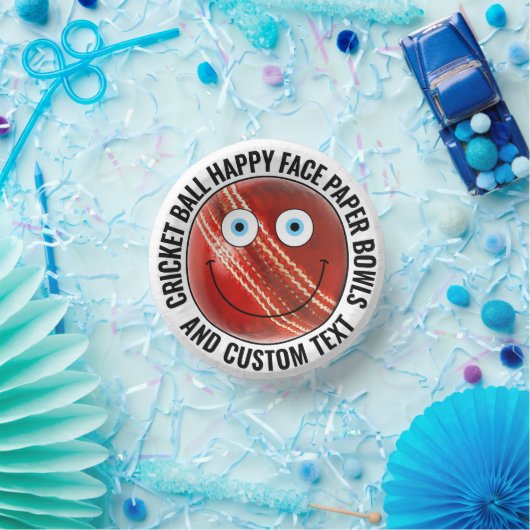 Custom Cricket Theme Party BLAUE EYES Happy Face 7 Pappteller (Party)