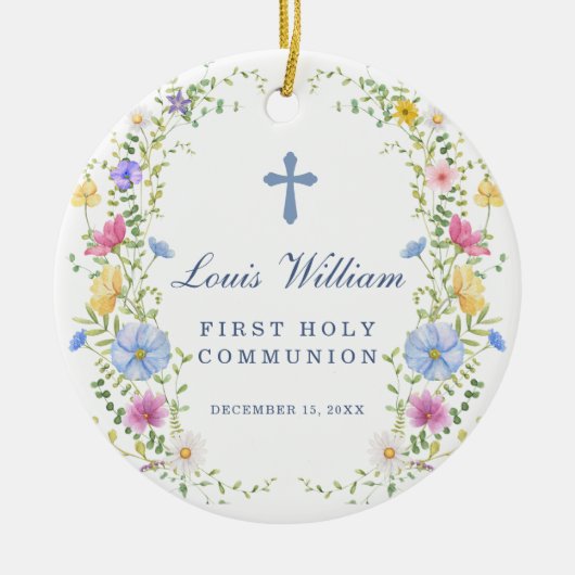 Custom Cross Baptism Ornaments Gift  Keramik Ornament (Vorne)