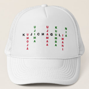 Custom Crossword Kwanzaa NGUZO SABA Truckerkappe