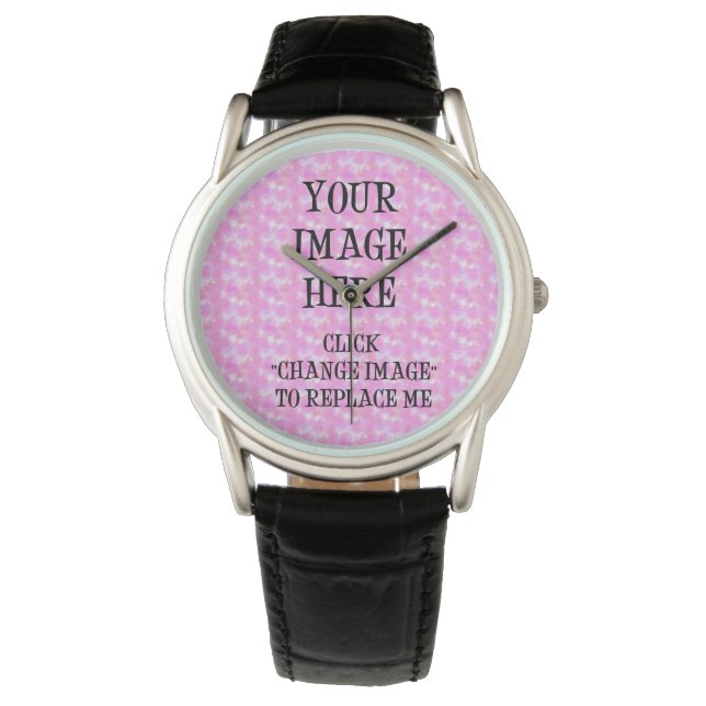 Custom Crown Protector Black Leather Wrist Watch ~ Armbanduhr (Vorderseite)