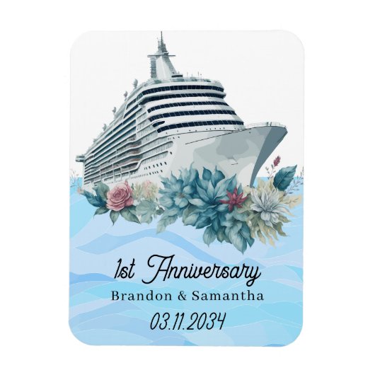 Custom Cruise 1. Hochzeit Anniversary Keepake Magnet (Vertikal)