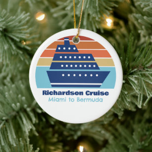 Custom Cruise Ship Family Trip Sunset Keepake Keramik Ornament