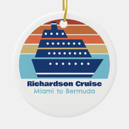 Custom Cruise Ship Family Trip Sunset Keepake Keramik Ornament (Vorne)