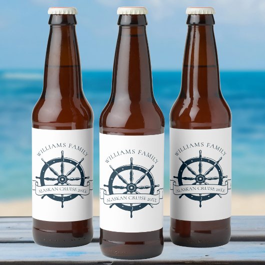 Custom Cruise Ship Navy Blue Nautical Party Bierflaschenetikett