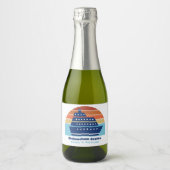 Custom Cruise Ship Ocean Liner Sunset Mini Schaumweinetikett (Vorderseite)