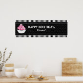 CUSTOM Cupcake and Damask Birthday Banner Poster (Küche)