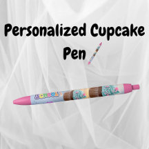 Custom Cupcake Back to School Pen Black Ink