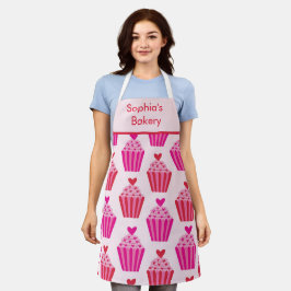 Custom Cupcakes with Red and Pink Hearts Schürze