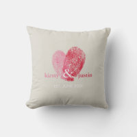 CUSTOM CUSHION einfaches Fingerabdruck-Herz Paar r