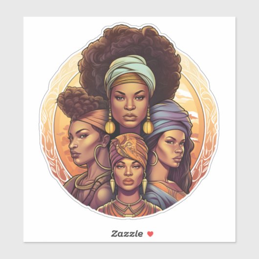 CUSTOM CUT Afro American Women Aufkleber (Blatt)