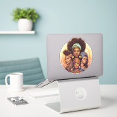 CUSTOM CUT Afro American Women Aufkleber (Laptop auf Schreibtisch)