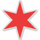 Custom Cut Chicago Flag Red 6-Punkte Star Aufkleber (Vorderseite)