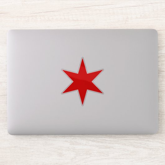 Custom Cut Chicago Flag Red 6-Punkte Star Aufkleber (Computer)