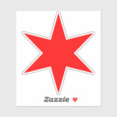 Custom Cut Chicago Flag Red 6-Punkte Star Aufkleber (Blatt)