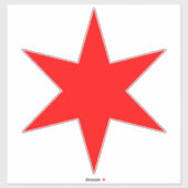 Custom Cut Chicago Flag Red 6-Punkte Star Aufkleber (Blatt)