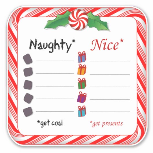 Custom Cut Stickers für Naughty oder Nice Aufkleber (Vorderseite)