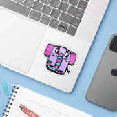 Custom-Cut Vinyl Sticker - Ely Elephant (Laptop mit iPhone)