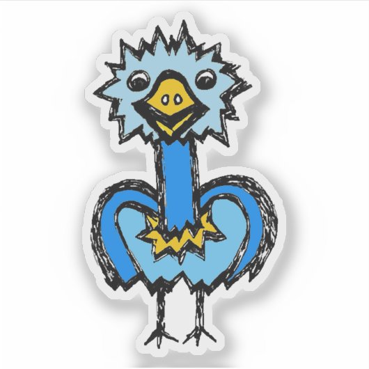 Custom-Cut Vinyl Sticker - Emily Emu (Vorderseite)