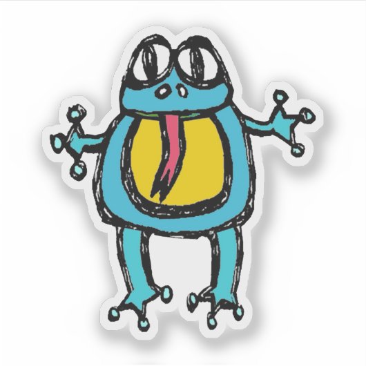 Custom-Cut Vinyl Sticker - Frankie Frog (Vorderseite)