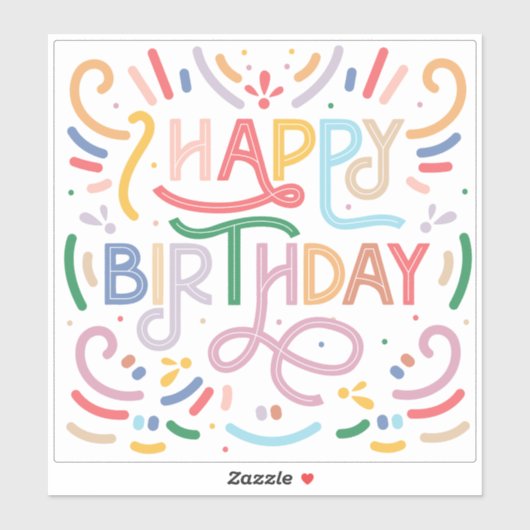 CUSTOM CUT VINYL STICKER : GLÜCKLICHER GEBURTSTAG (Blatt)