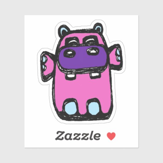 Custom-Cut Vinyl Sticker - Henrietta Hippo (Blatt)
