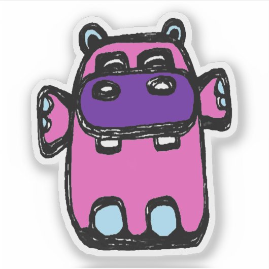Custom-Cut Vinyl Sticker - Henrietta Hippo (Vorderseite)