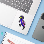 Custom-Cut Vinyl Sticker - Ula Umbrellabird (Laptop mit iPhone)