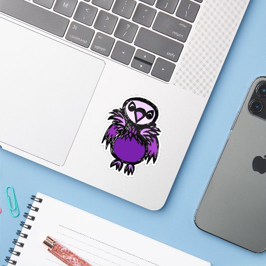 Custom-Cut Vinyl Sticker - Violet Vulture (Laptop mit iPhone)