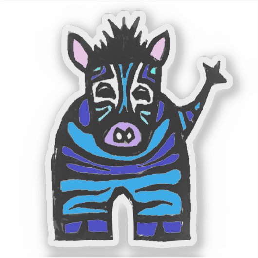 Custom-Cut Vinyl Sticker - Zander Zebra (Vorderseite)