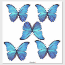 Custom Cut Vinyl Stickers - 5 Blue Morpho Butterfl Aufkleber