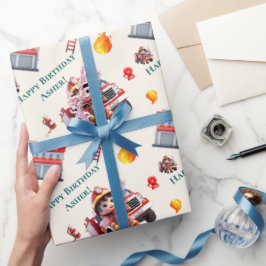 Custom Cute 3D Firefighter Fire Truck for Boys | Geschenkpapier