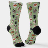 Custom Cute 8-Photo Pet Collage | Sage Green Socken (Gewinkelt)
