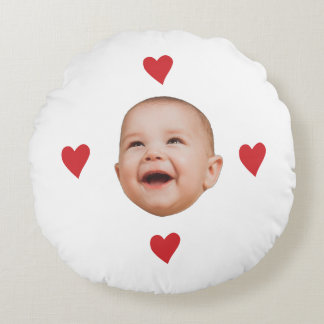 Custom Cute Baby Face One Photo Rundes Kissen