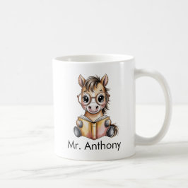 Custom Cute Baby Horse Reading a Book Kaffeetasse