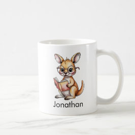 Custom Cute Baby Kangaroo Reading a Book Kaffeetasse
