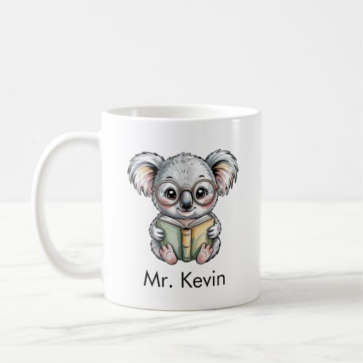 Custom Cute Baby Koala Reading a Book Kaffeetasse (Links)
