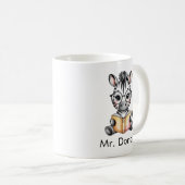 Custom Cute Baby Zebra Reading a Book Kaffeetasse (VorderseiteRechts)