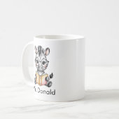 Custom Cute Baby Zebra Reading a Book Kaffeetasse (Vorderseite Links)