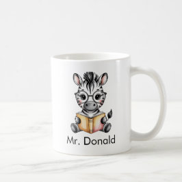 Custom Cute Baby Zebra Reading a Book Kaffeetasse