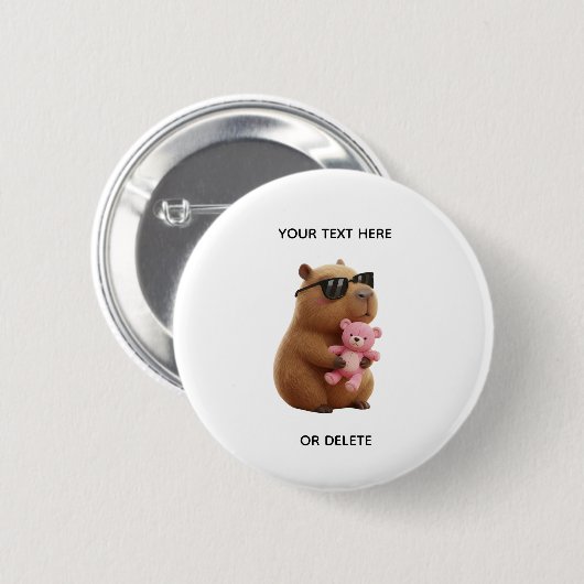 Custom Cute Capybara Teddy Pin Button (Vorne & Hinten)