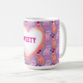 Custom Cute Cat Cherry Floral Pattern Kaffeetasse (VorderseiteRechts)