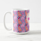 Custom Cute Cat Cherry Floral Pattern Kaffeetasse (Links)