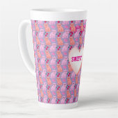 Custom Cute Cat Cherry Floral Pattern Milchtasse (Linke Ecke)